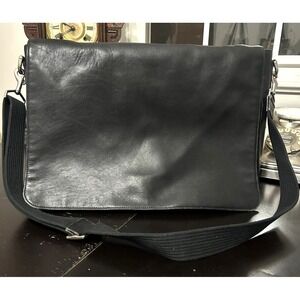 Y2K Coach Briefcase - Black Full Grain Leather Messenger Bag Briefcase 5216 EUC